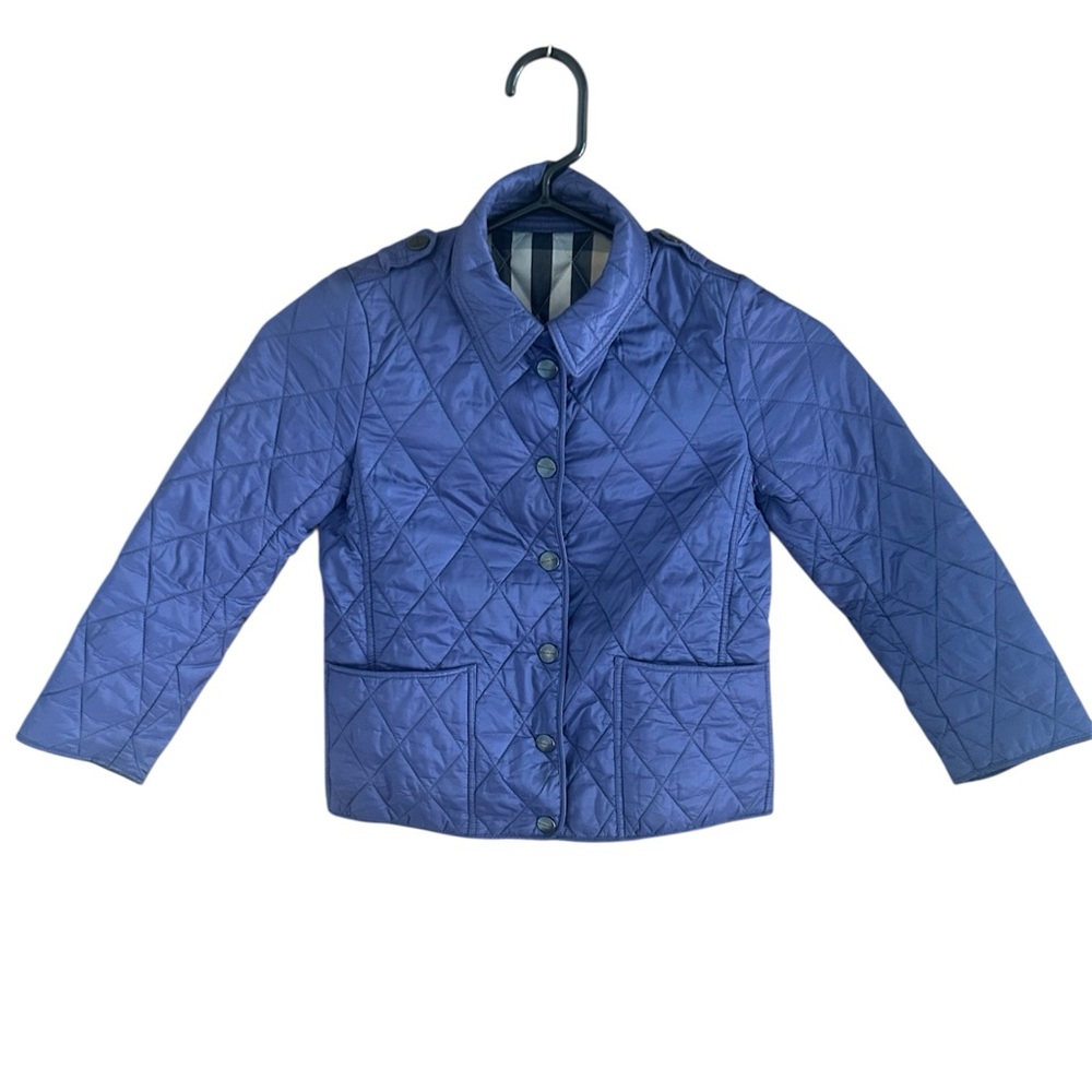 Navy Blue Burberry Quilted Children’s Jacket  6Y Classic Plaid Preppy Designer - Picture 2 of 13